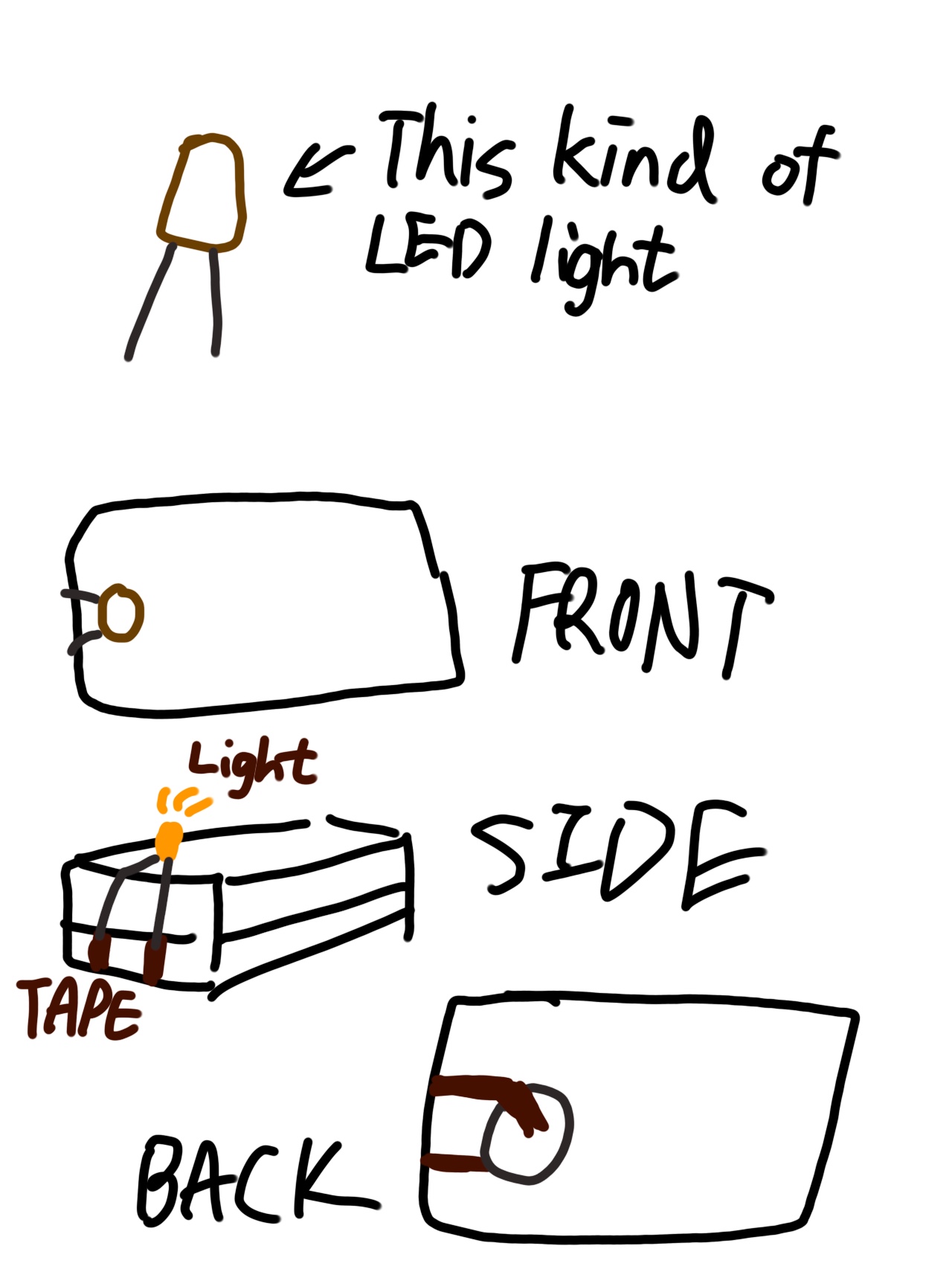 The main logic is when the box is closed, the connecter of the light will touch the metal tape on the bottom part of the box, the circuit will be connected