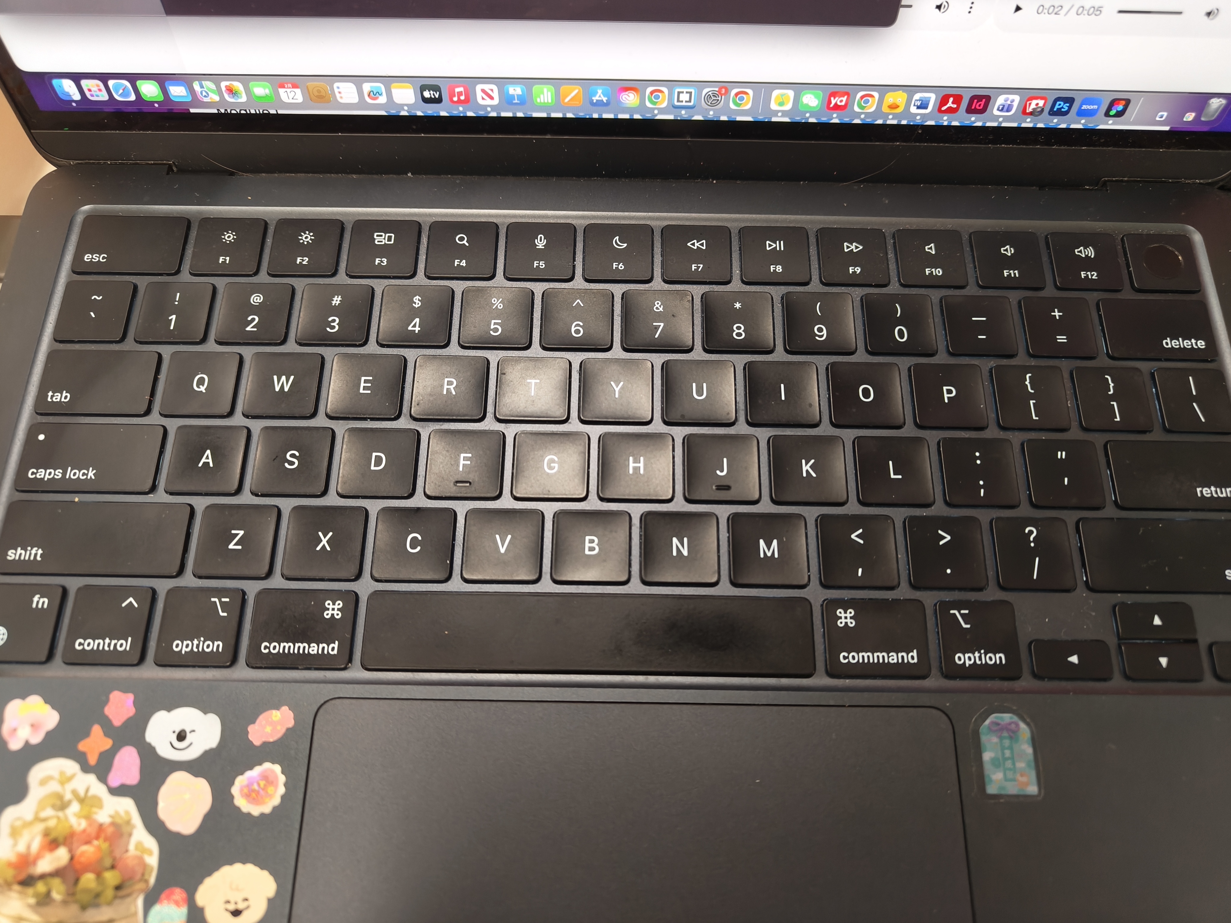 The sound of typing on th ekeyboard