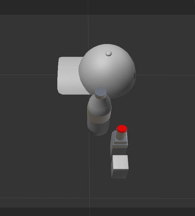 This is a screenshot of a hat model, a bottle of water model and a lipstick model from high angle view