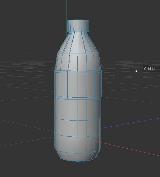 This is a side view screenshot of a bottle of water model