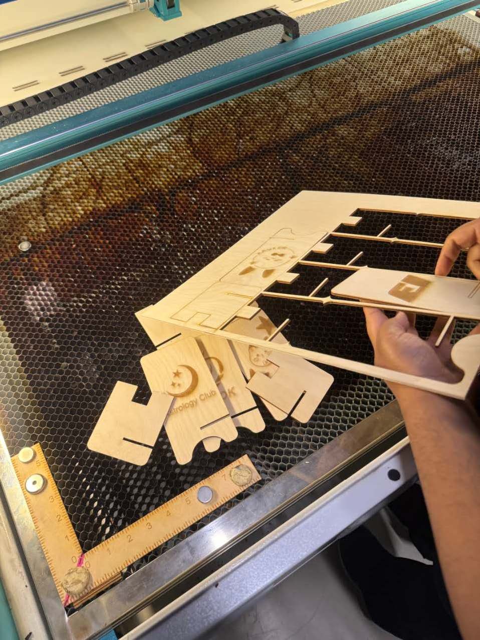 This is the photo of taking finished pieces from the board.