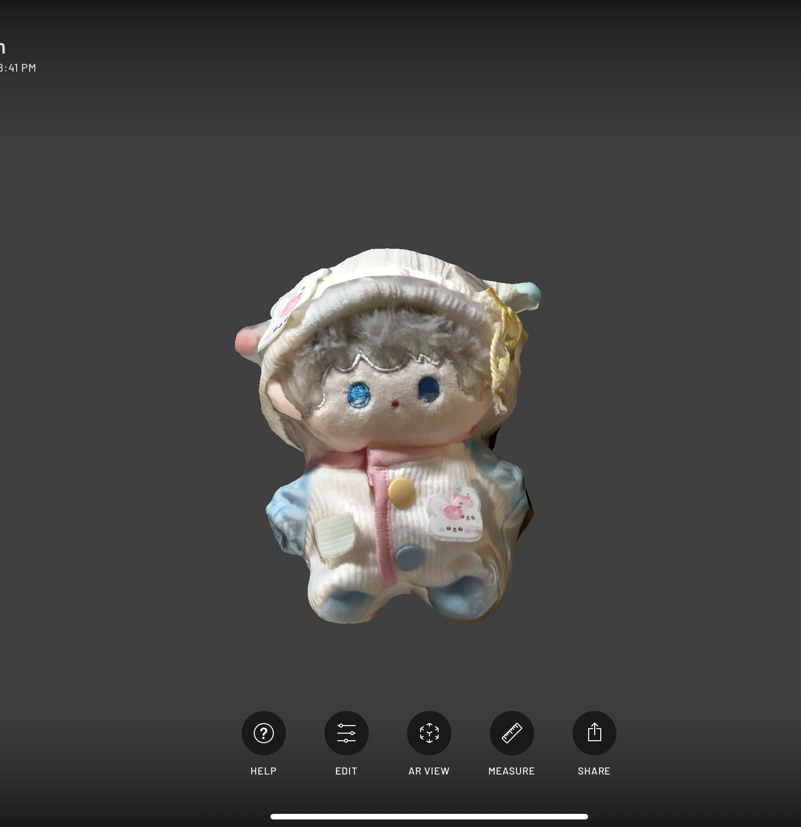 This is the screenshot of cotton doll #1 after scanned using Scaniverse